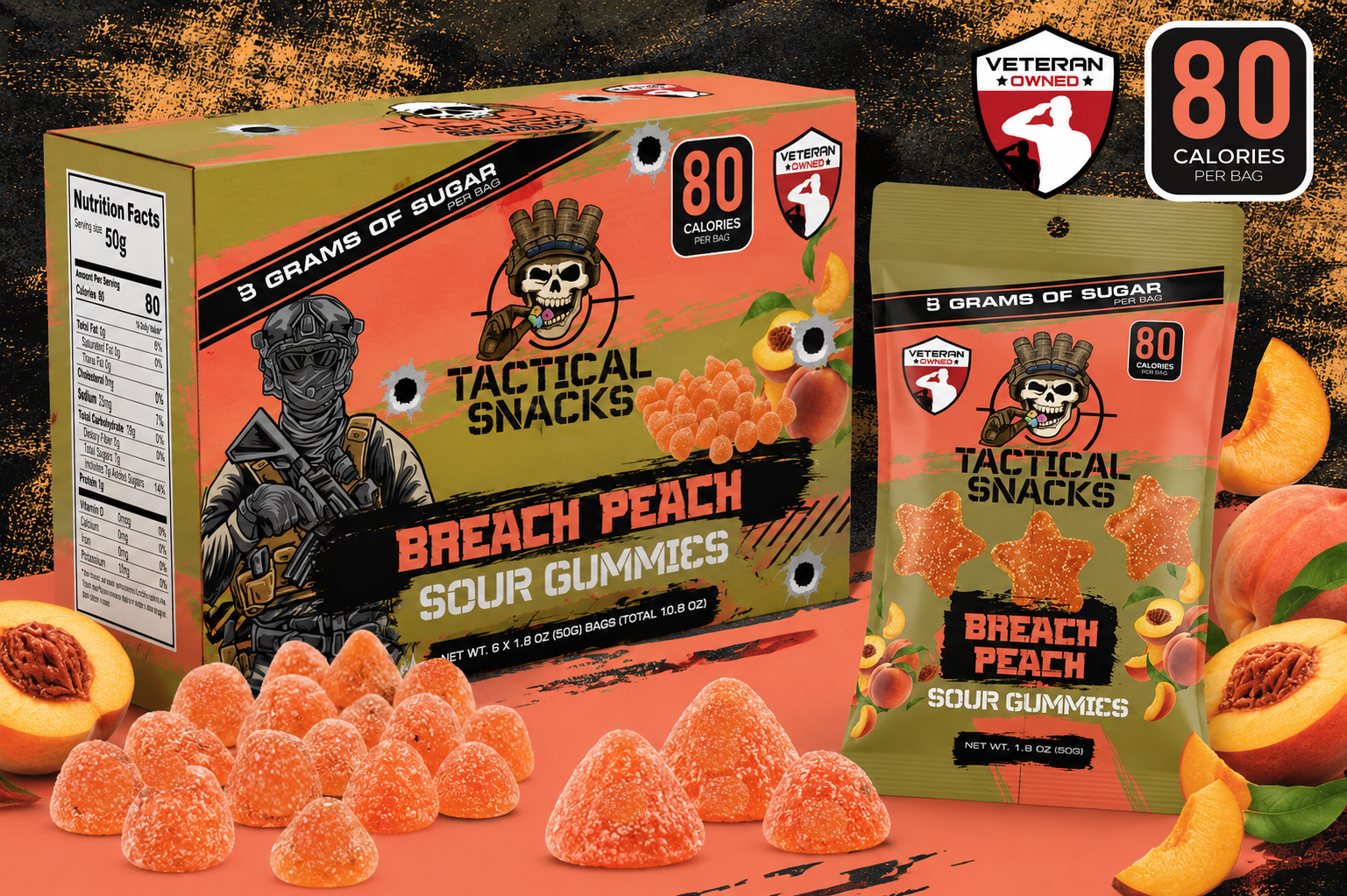 Tactical Snacks Breach Peach Gummy Candy